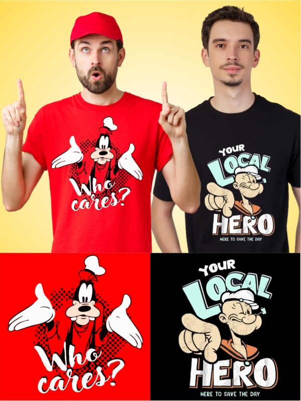 Combo 2 Custom Printed T-Shirts (Red & Blue)